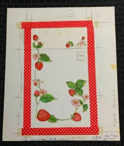 POST CARD ART Strawberris & Flowers on Vine 9.5x11.5 Greeting Card Art #8645