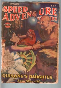 SPEED ADVENTURE STORIES 1943 SEP-LEW MERRILL-PULP FR/G