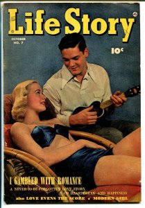 Life Story #7 1949-Fawcett-ukulele-swimsuit-Gregory Peck-VG+