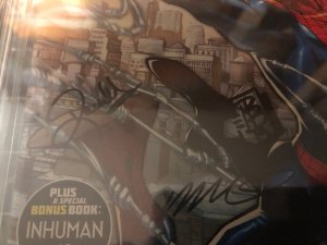 Amazing Spider-Man #1 (2014) Signed 3X. 1st Cindy Moon cameo, later becomes Silk