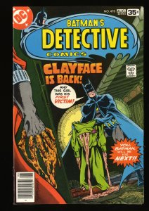 Detective Comics #478 VF- 7.5 Clayface is Back!