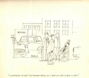 Man Saving Parking Space Gag - 1954 art by Dick Cavalli