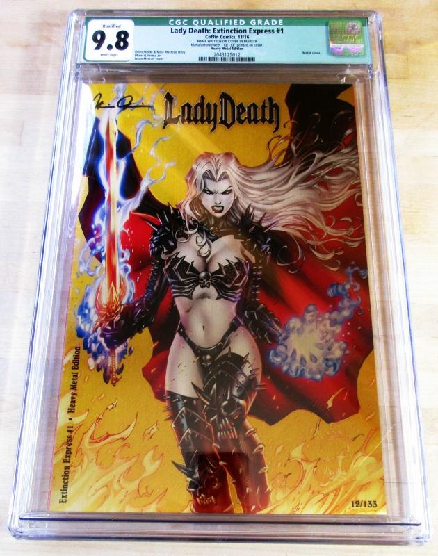 Lady Death Extinction Express #1 Metal Edition #12/133 Signed COA CGC 9.8 NM/MT