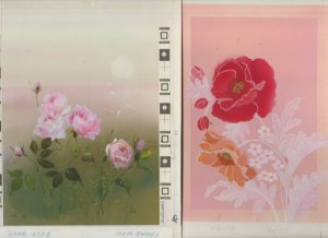 MOTHERS DAY Pink & Red Flowers Roses 2pcs 7x9 Greeting Card Art LOT of 2 