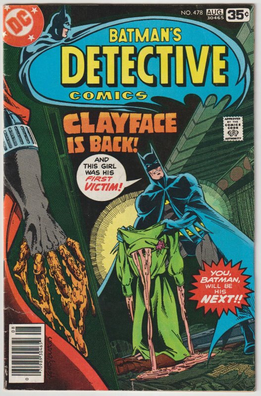 Detective Comics #478 (Jul-Aug 1978, DC), G-VG (3.0), 1st app of 3rd Clayface