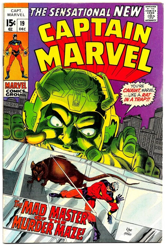 CAPTAIN MARVEL #19 (1969) 6.0 FN Last Issue of Vol. 1  • Roy Thomas & Gil Kane