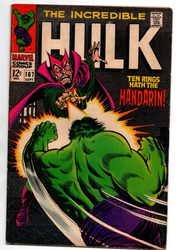 Incredible Hulk #107 - Mandarin - 1969 - VG/FN
