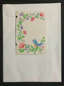 MOTHERS DAY Blue Bird w/ Purple & Pink Flowers 5x7 Greeting Card Art #MD2505