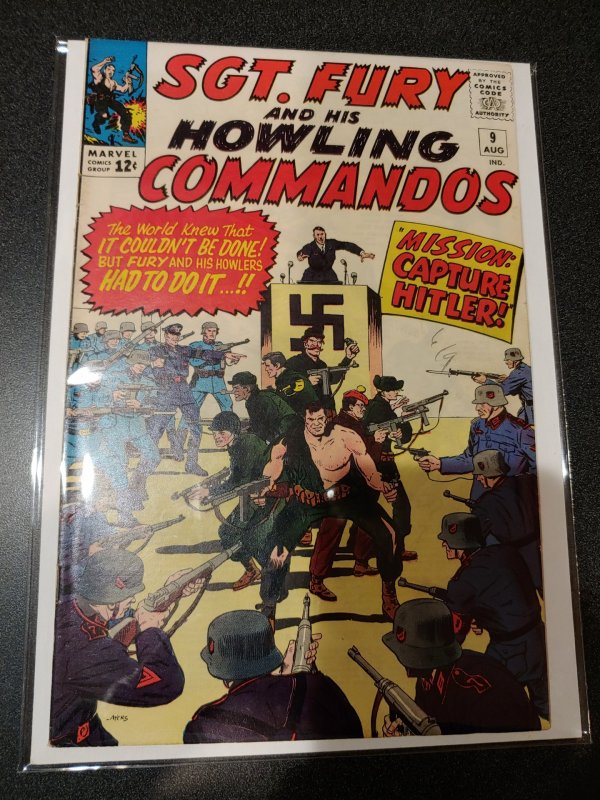 ​Sgt Fury and his Howling Commandos #9 Hitler Cover 1964 high grade vf