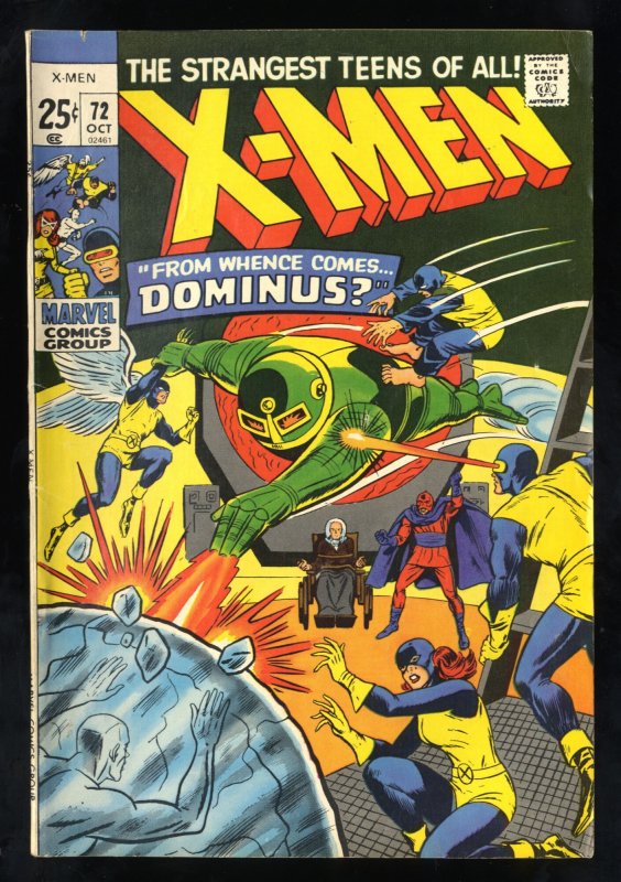 X-Men #72 VG+ 4.5 White Pages Dominus Appearance 1971