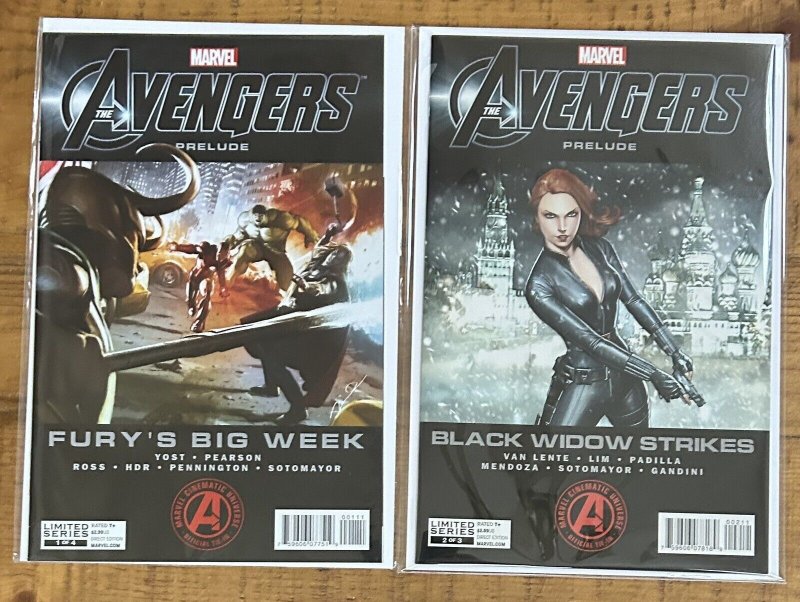 The Avengers Prelude #1,2 Fury’s Big Week Black Widow Strikes Marvel Lot