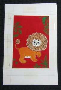 HAPPY FATHERS DAY Cute Lion w/ Curly Mane in Jungle 6x9 Greeting Card Art #nn