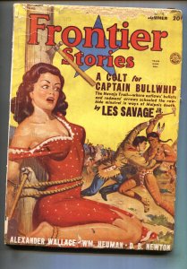 FRONTIER STORIES--1949 SUMMER--WOMAN TIED UP ON CVR--Pulp Magazine
