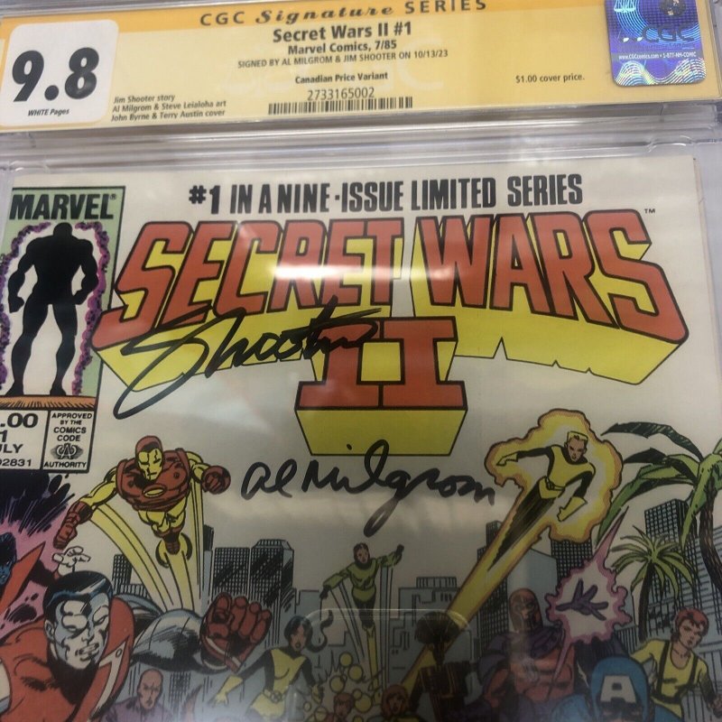 Secret Wars II (1985) # 1 (CGC 9.8 SS) Signed Al Milgrom * Jim Shooter * CPV