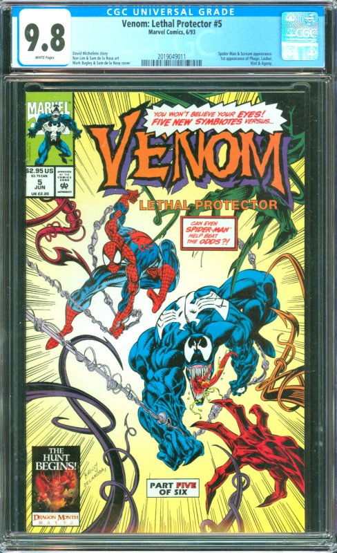 Venom: Lethal Protector #5 CGC Graded 9.8 Spider-Man appearance and Scream ap...