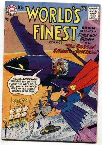 World's Finest #93 1958-DC-Bat plane cover-Robin as boss of Batman & Superman...