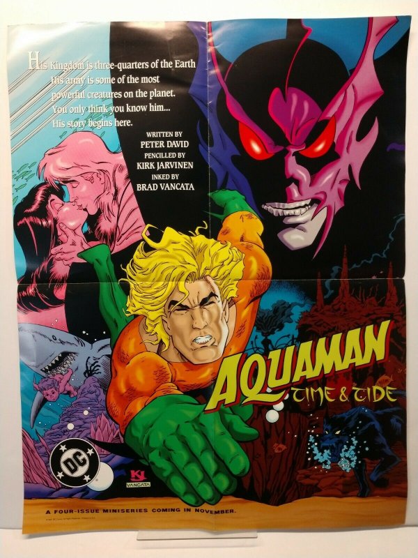 DC COMICS AQUAMAN TIME AND TIDE 1993 PROMO POSTER 22 x 17 #rk-34