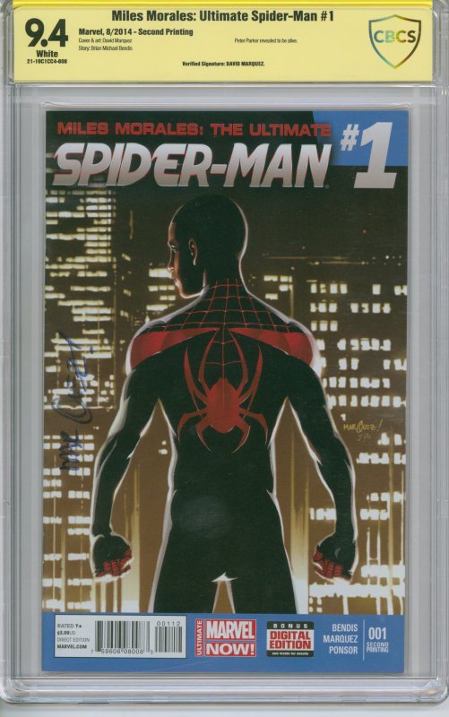 Miles Morales: Ultimate Spider-Man #1 CBCS 9.4 2nd Printing Verified Signature