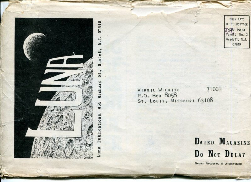 Luna #67  1977-original mailing envelope-sc-fi zine-VF