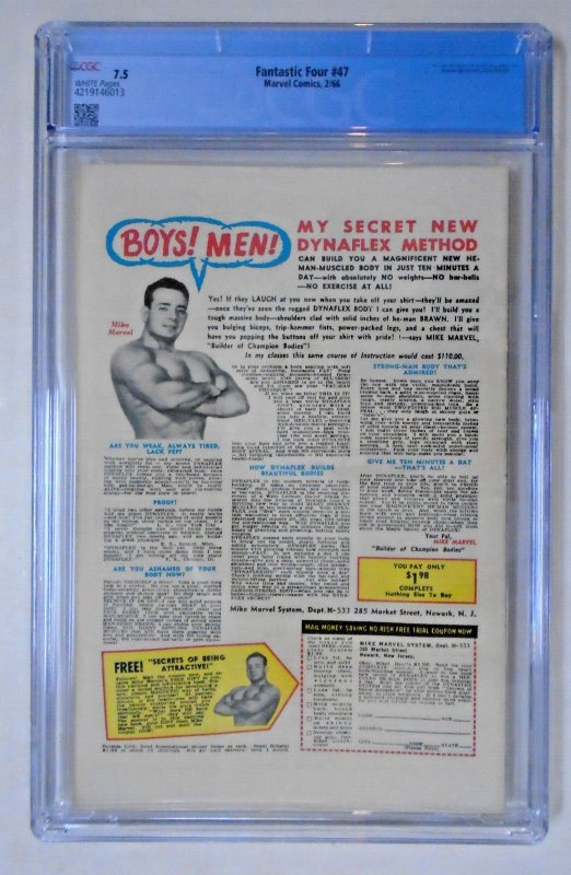 Fantastic Four #47; CGC 7.5/White Pages. Inhumans