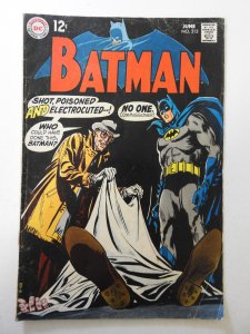 Batman #212 (1969) VG Condition moisture stain, rust bottom staple