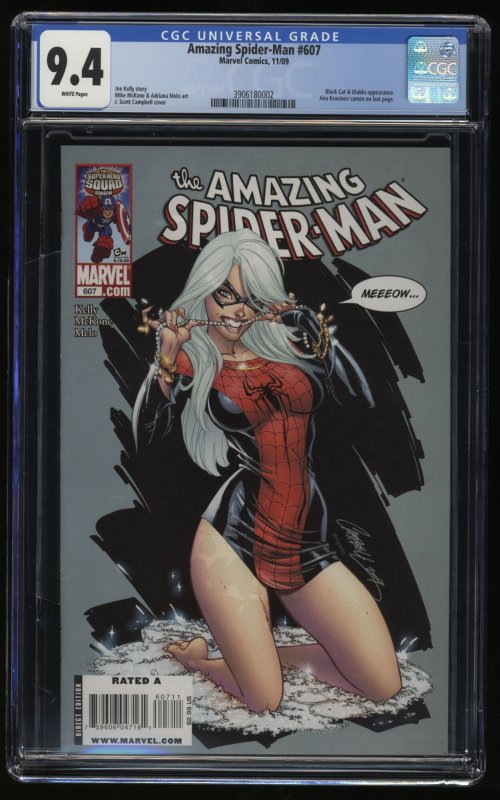Amazing Spider-Man #607 CGC NM 9.4 Black Cat J. Scott Campbell Cover!