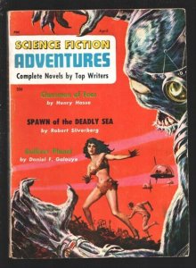 Science Fiction Adventures #3 4/1957 -Alien attack pulp cover-Robert Silverbe...