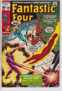 FANTASTIC FOUR #105 (Dec 1970) VG+ 4.5 off white to white!