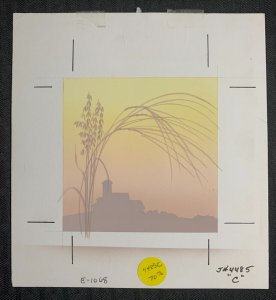 HAPPY FATHERS DAY Building Sillouette with Wheat 6.5x7 Greeting Card Art #1068