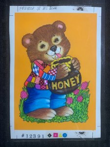 I'M GLAD Cute Teddy Bear with Jar of Honey 5x7.5 Greeting Card Art #2803