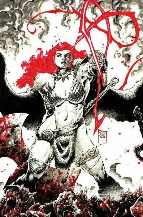 Red Sonja Black White Red #1 2021 Philip Tan Color Splash Virgin Cover