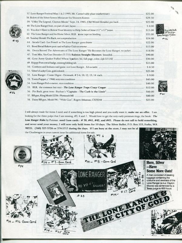 Lone Ranger Silver Bullet Newsletter #37 9/1996-Xerox format-limited printing-FN