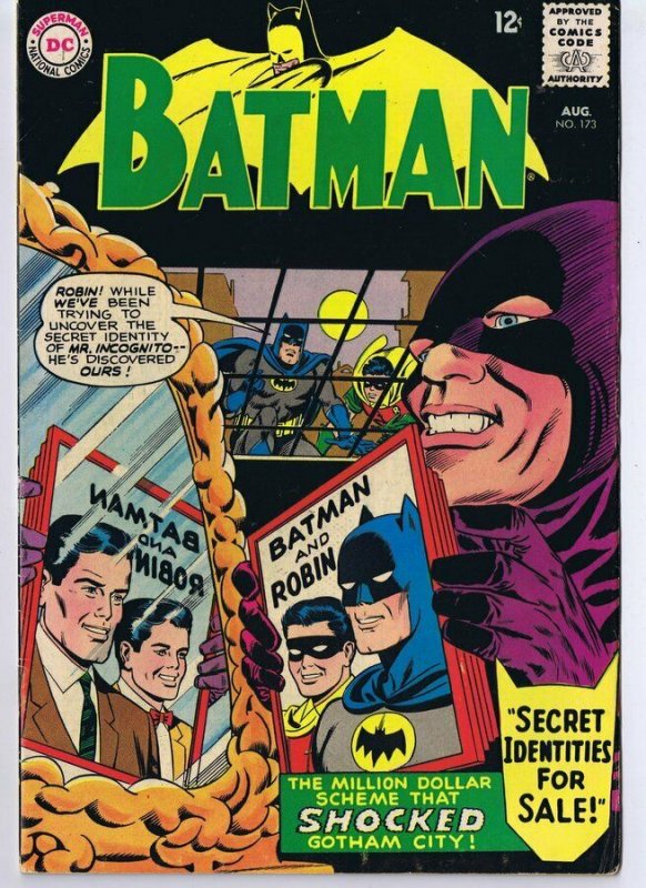 Batman #173 ORIGINAL Vintage 1965 DC Comics Mr Incognito 