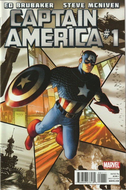 Captain America # 1 Cover A NM- Marvel 2011 Series Ed Brubaker 