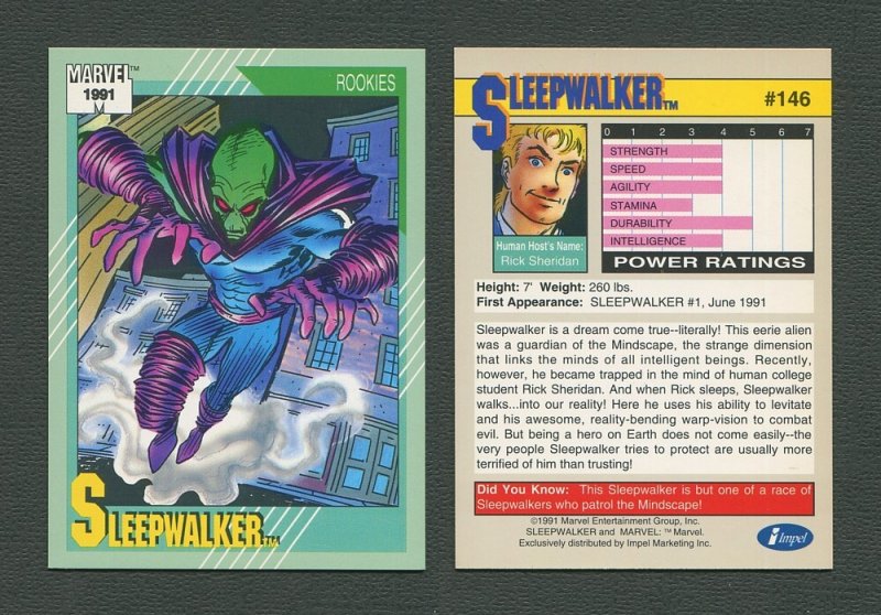 1991 Marvel Comics II  Card  #146 ( Sleep Walker )  MINT