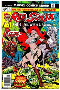 RED SONJA #1 (Jan1977) 8.0 VF  Roy Thomas!  Frank Thorne!  Unicorn!