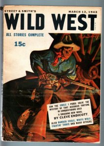 WILD WEST WEEKLY 3/13/1943-WESTERN PULP-WHITE WOLF FN/VF