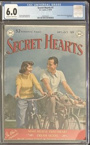 (1949) SECRET HEARTS #1 CGC 6.0! PHOTO COVER! RARE GOLDEN AGE ROMANCE COMIC!