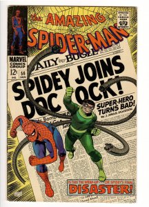 AMAZING SPIDERMAN 56 F 6.0;1st APPEARANCE CAP GEORGE STACY;CLASSIC COVER!!