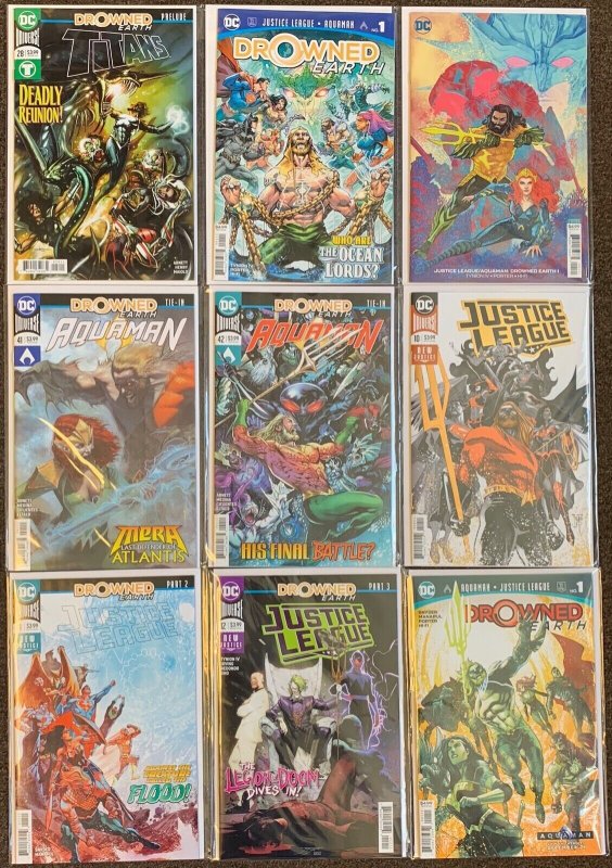 Drowned Earth prelude #1,1,41,42,10,11,12,1 Titans Aquaman Justice League DC lot