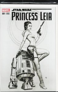 Princess Leia #1 Adi Granov Black and White Variant (2015) Star Wars