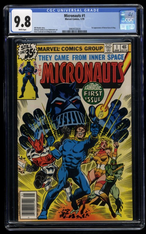 Micronauts (1979) #1 CGC NM/M 9.8 White Pages 1st Baron Karza and Bug!
