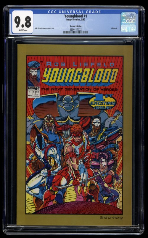 Youngblood #1 CGC NM/M 9.8 White Pages 2nd Print Framed Variant