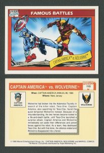 1990 Marvel Comics Card  #115 (Captain America vs Wolverine)  NM-MT