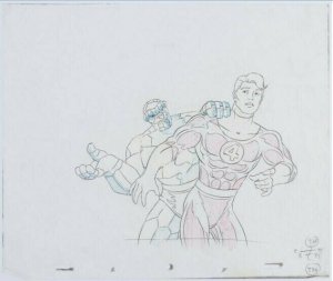 The Fantastic Four,Thing,Johnny Storm Prod Cel/Animation Drawing Marvel Films