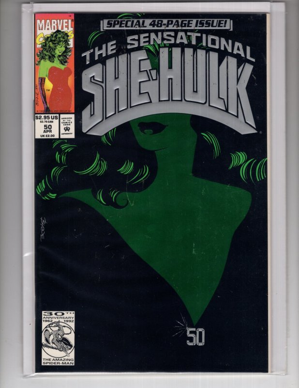 The Sensational She-Hulk #50 (1993) Embossed Green Foil Cover / ID#01