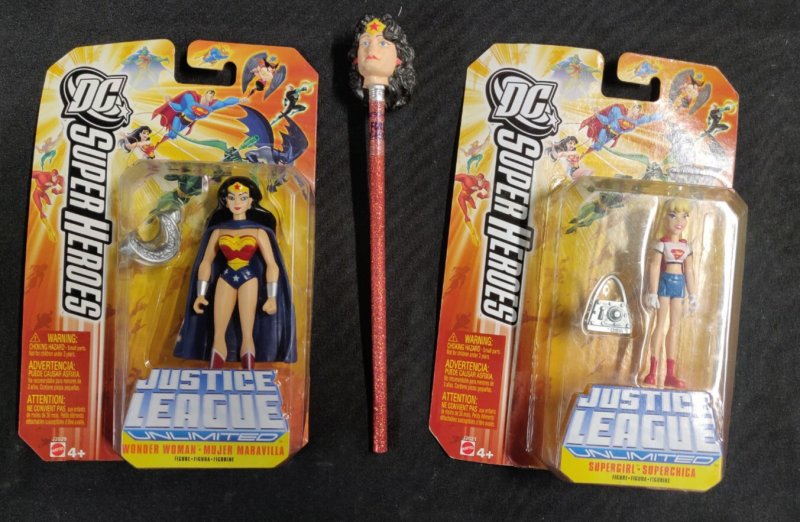 Mattel 2006 Justice League Unlimited Wonder Woman & Supergirl Action Figures 3pc