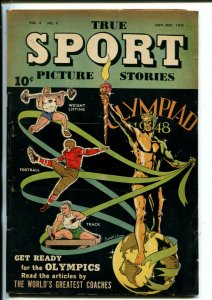 TRUE SPORT PICTURE STORIES VOL 4 #4-11/1947-BOB POWELL COVER-FOOTBALL PLAYS-vg