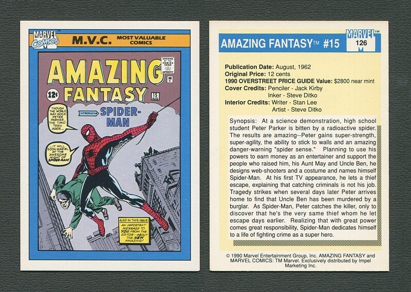 1990 Marvel Comics Card  #126 (Amazing Fantasy #15 Cover) / NM_MT