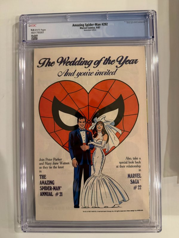 Amazing Spider-Man #292 CGC 9.8 Newsstand (1987)
